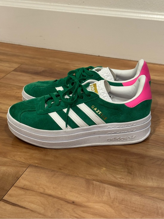 adidas Shoes - Adidas Gazelle Bold Green Lucid Pink Platform Sneakers Women’s 7